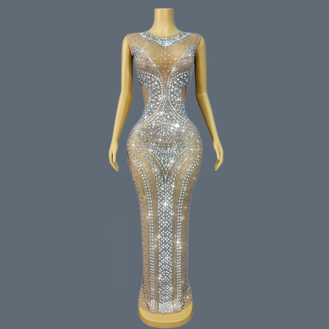 Gaun Malam Wanita Tanpa Lengan - Sparkly Rhinestone Club Party Dress ulasan dan harga