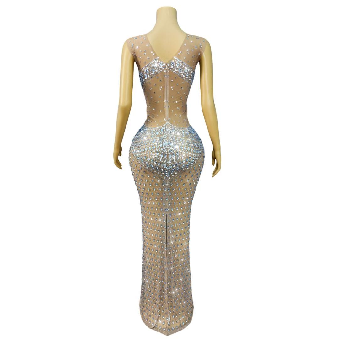Gaun Malam Wanita Tanpa Lengan - Sparkly Rhinestone Club Party Dress ulasan dan harga