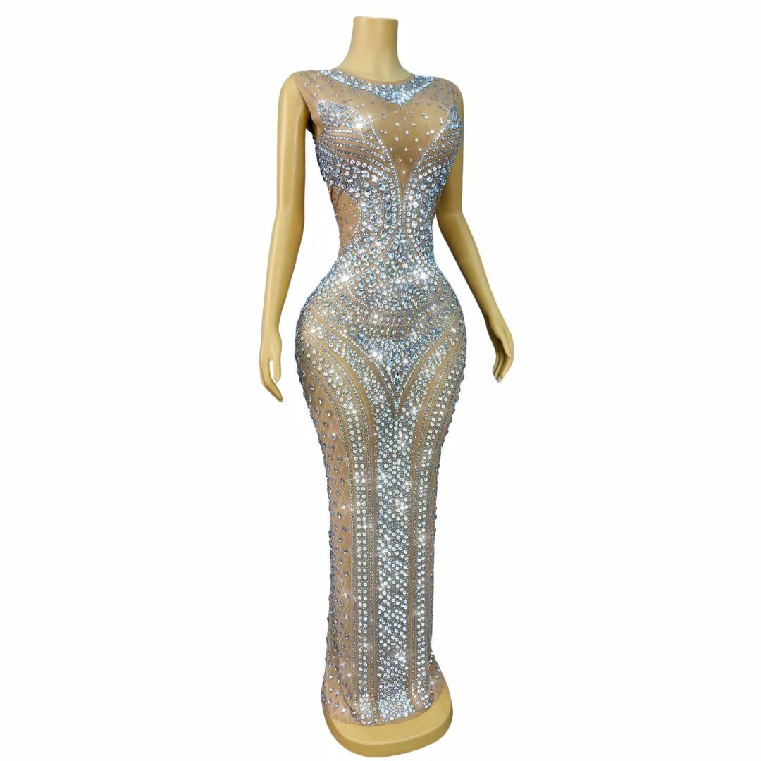 Gaun Malam Wanita Tanpa Lengan - Sparkly Rhinestone Club Party Dress ulasan dan harga