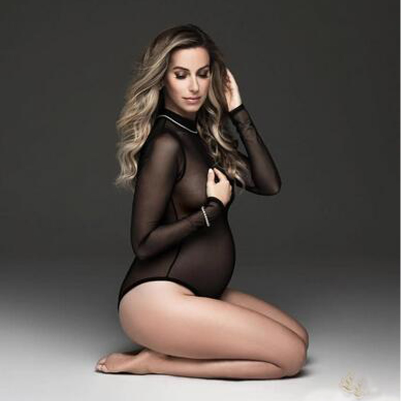 Gaun bersalin untuk pemotretan - Sexy Mesh Sheer Bodycon Dress ulasan dan harga