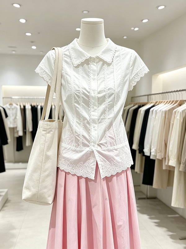 Setelan Kemeja Musim Panas Wan - Korean Style A Line Shirt Dress ulasan dan harga