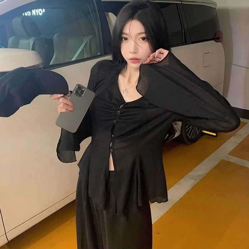 Blus Lengan Lebar Model Sheer  - Blouses ulasan dan harga