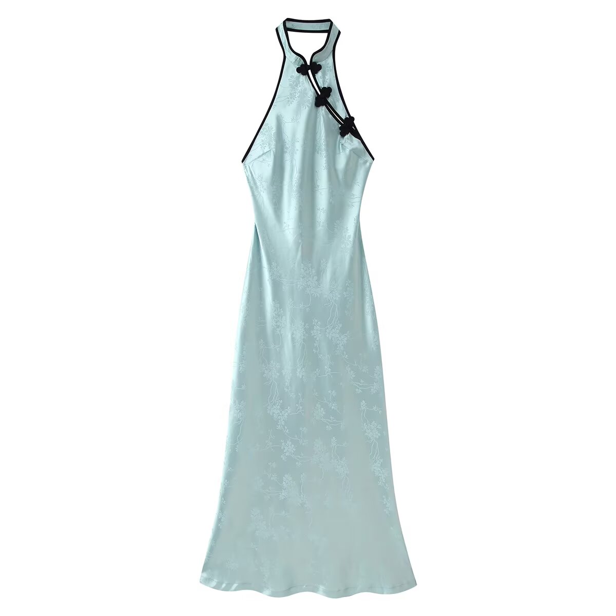 Gaun Midi Halter Jacquard Tanp - French Vintage Floral Midi Dress ulasan dan harga