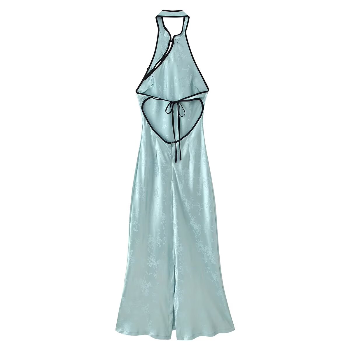 Gaun Midi Halter Jacquard Tanp - French Vintage Floral Midi Dress ulasan dan harga