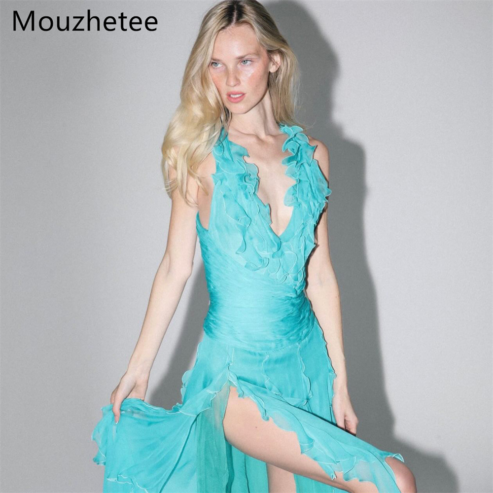 Mouzhetee Gaun Malam Sederhana - Elegant Satin Evening Gown Split ulasan dan harga