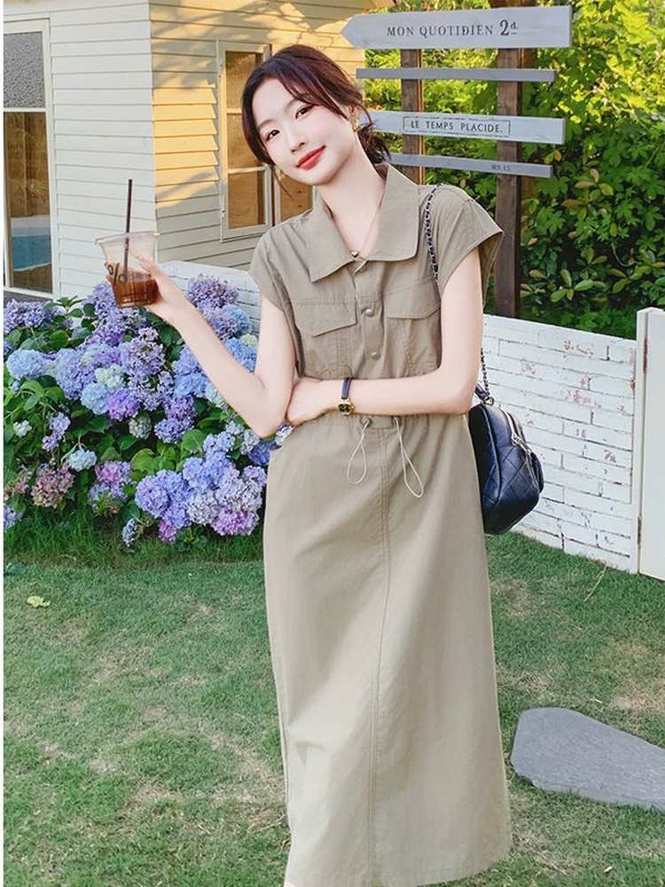 Gaun kemeja gaya Korea ukuran  - Korean Style A Line Shirt Dress ulasan dan harga