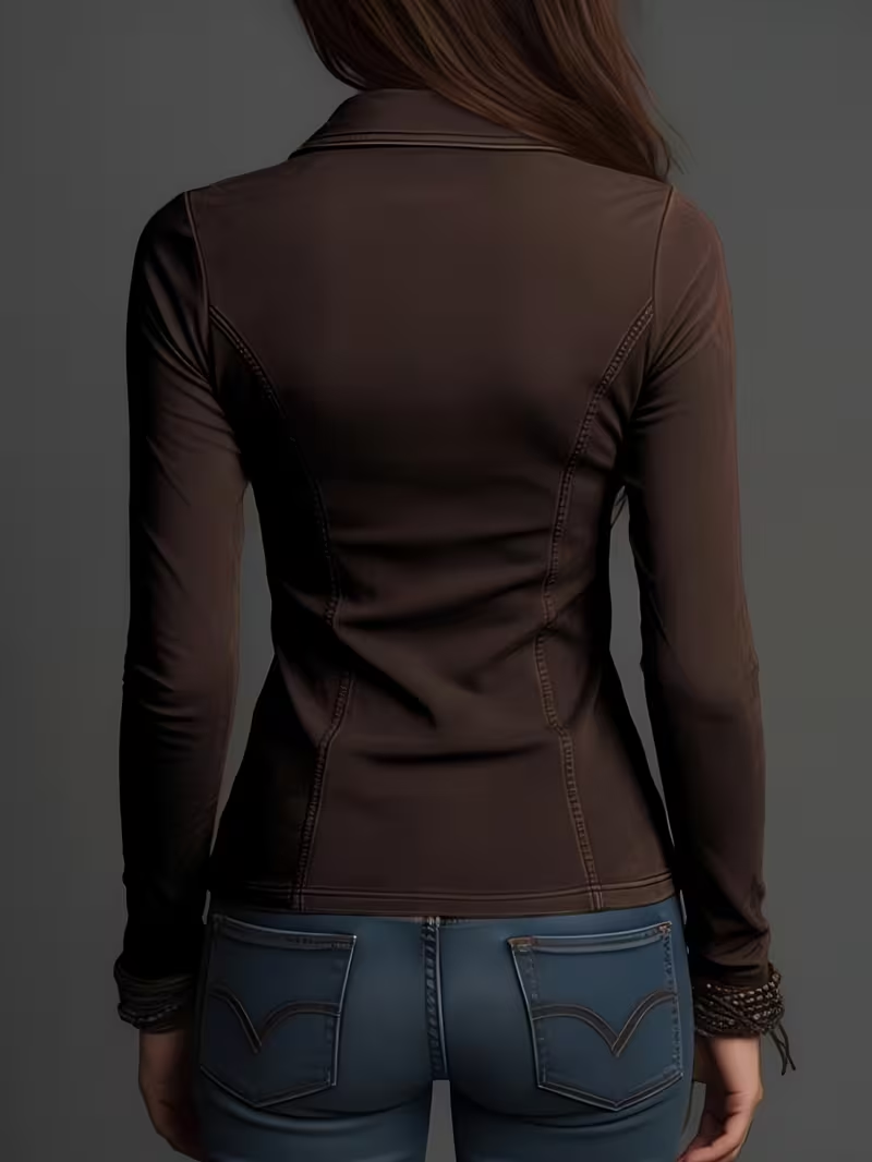 Kemeja Kerah Slim Fit Wanita,  - Blouses ulasan dan harga