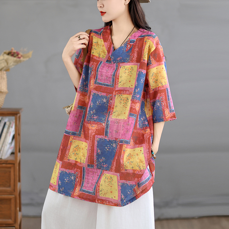 Kemeja Kasual Katun Linen Moti - Casual Loose Linen Shirt Dress ulasan dan harga