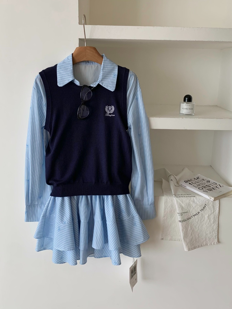 Setelan Dua Potong Gaya Korea  - Korean Style A Line Shirt Dress ulasan dan harga