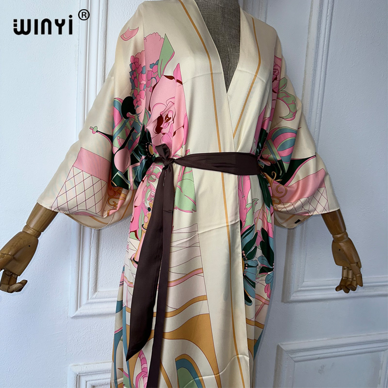 WINYI Gaun Kimono Pantai Motif - Boho Summer Beach Maxi Dress ulasan dan harga