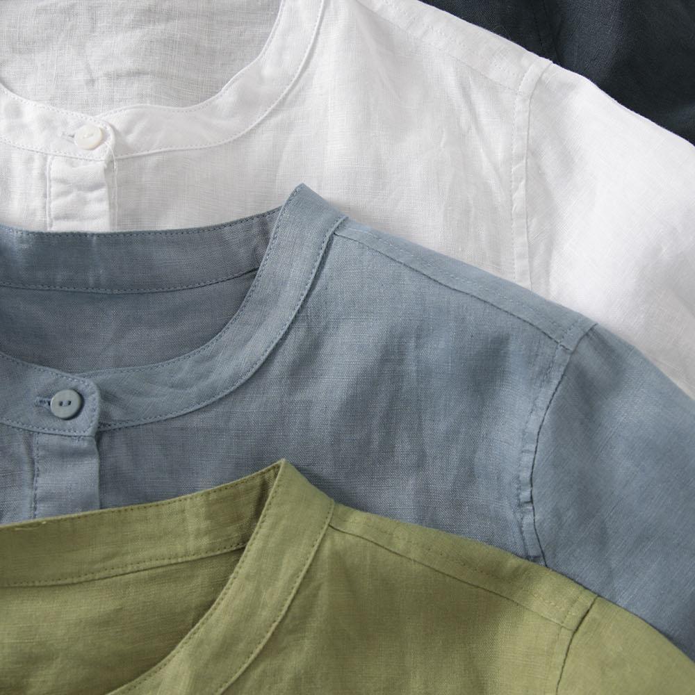 Gaun Kemeja Linen Gaya Jepang  - Casual Loose Linen Shirt Dress ulasan dan harga