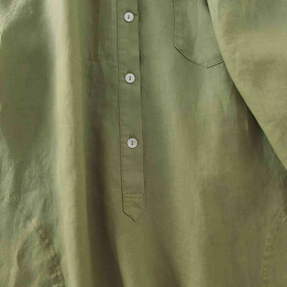 Gaun Kemeja Linen Gaya Jepang  - Casual Loose Linen Shirt Dress ulasan dan harga