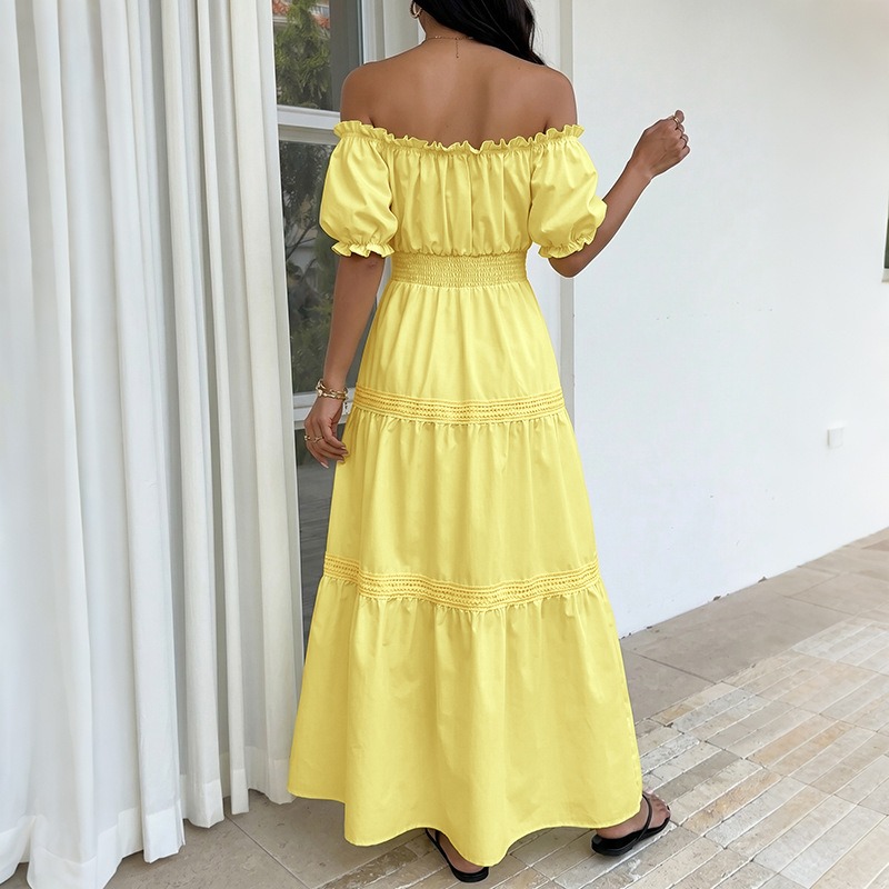 Gaun Maxi A-line Bohemian Musi - Off Shoulder Puff Sleeve Sundress ulasan dan harga