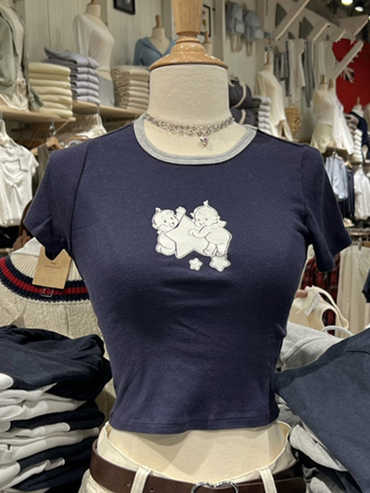 Angel t-shirt ramping grafis b - Y2K Graphic Baby Tee Crop ulasan dan harga