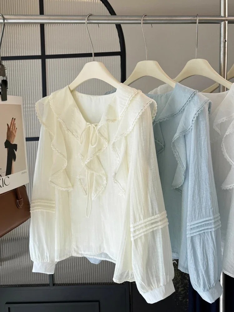 Blus Lengan Panjang Chic Kerah - Blouses ulasan dan harga