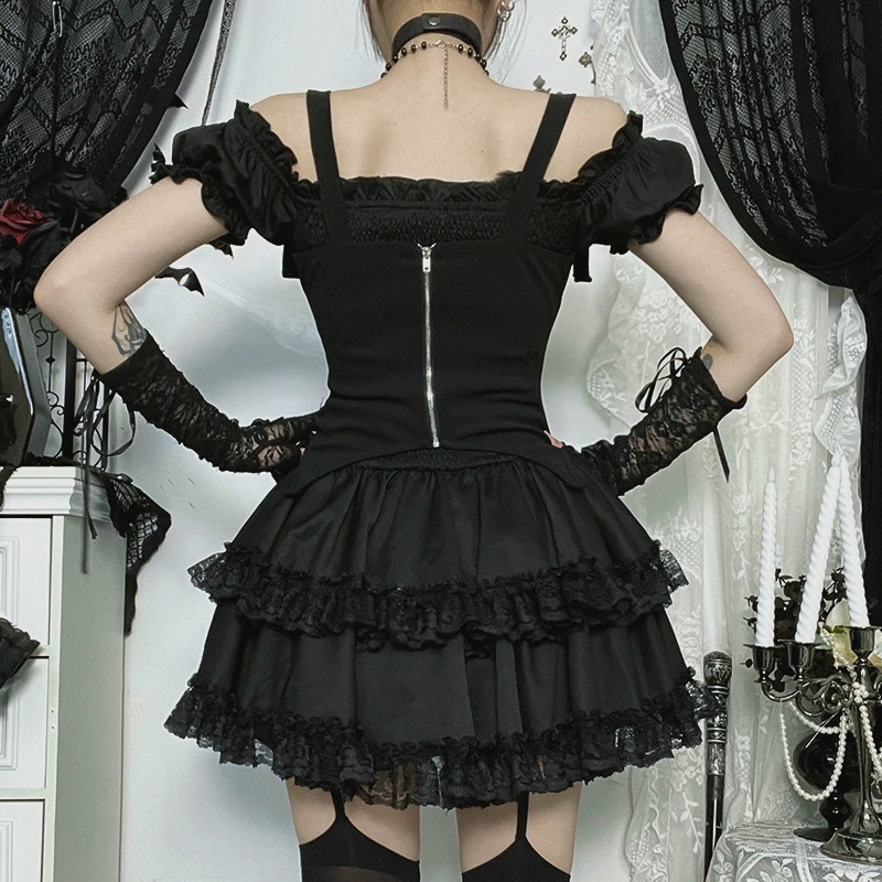 Gaun Mini Gothic E-girl Kawaii - Y2K Backless Halter Mini Dress ulasan dan harga