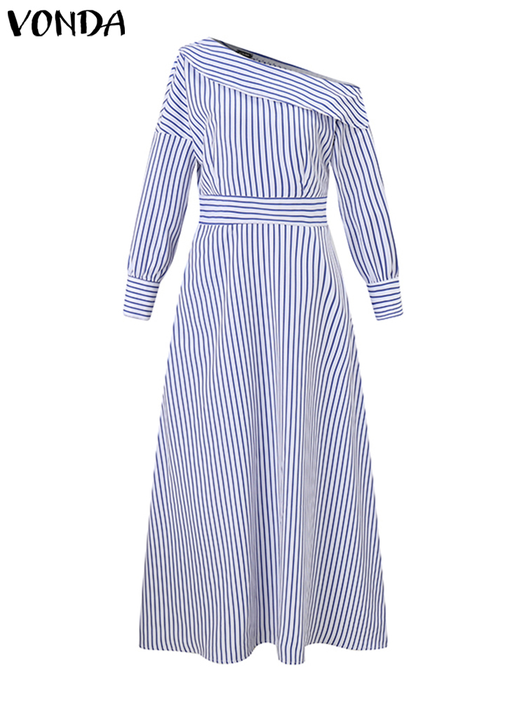 Gaun wanita, ukuran Plus, 5XL, - Off Shoulder Puff Sleeve Sundress ulasan dan harga