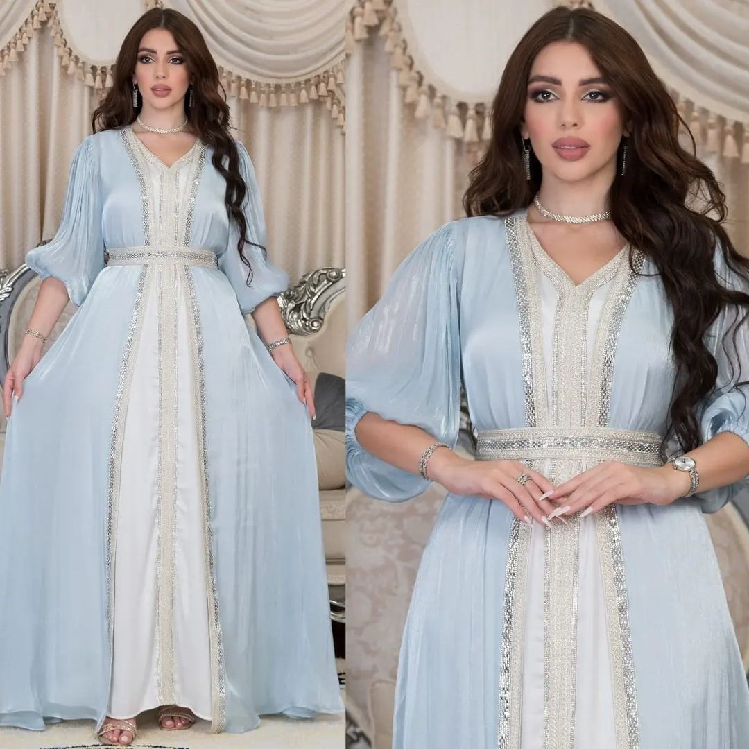 Gaun Pesta Lavender Berpayet V - Dresses ulasan dan harga