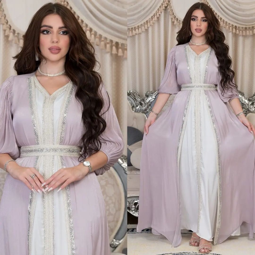 Gaun Pesta Lavender Berpayet V - Dresses ulasan dan harga