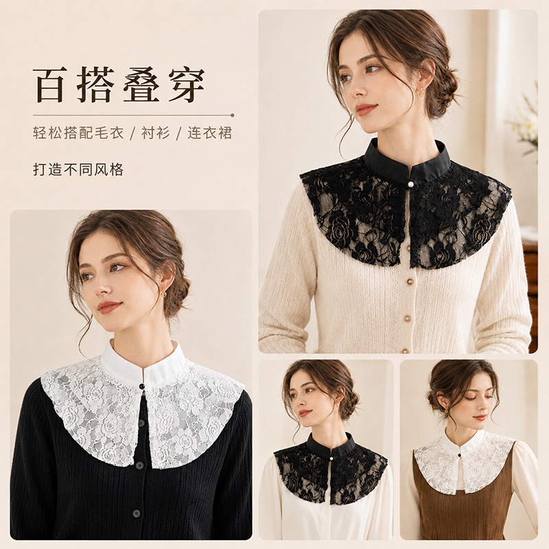 Kerah Palsu Berenda Bunga Eleg - Dresses ulasan dan harga